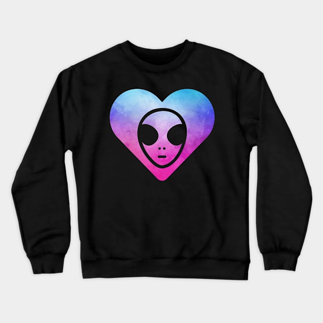 Cute Alien Heart Crewneck Sweatshirt by JKFDesigns